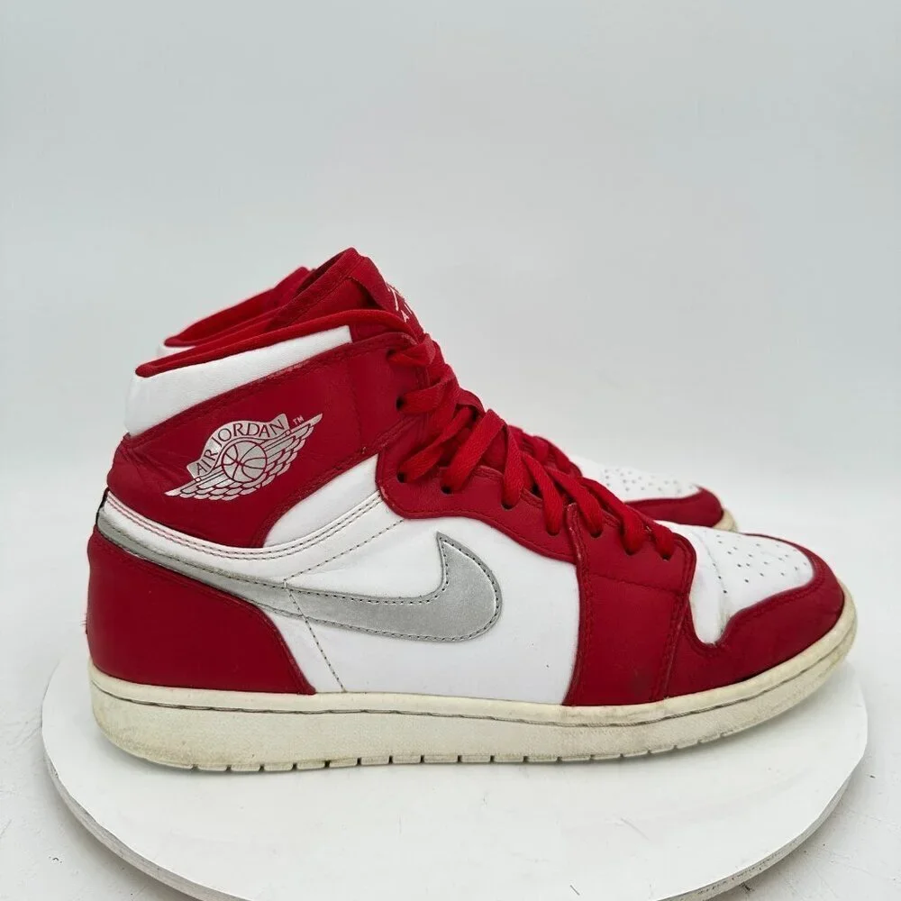 Nike Air Jordan 1 Retro High Men Size 10.5 332550-602 Gym Red Silver Medal Shoes